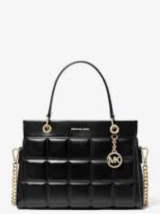 Michael Kors Handbags - Michael Kors Black Quilted Patent Leather Satchel with Gold Hardware